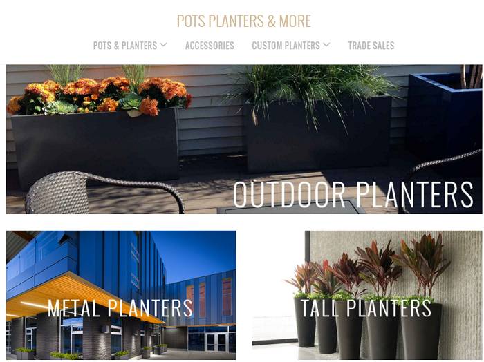 Thiết kế website nội thất của Pots planters and more