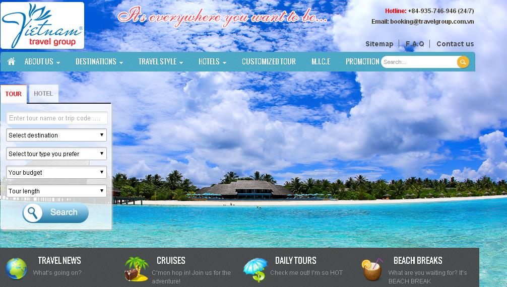 Thiết kế website du lịch chuyên nghiệp điều hướng thuận tiện