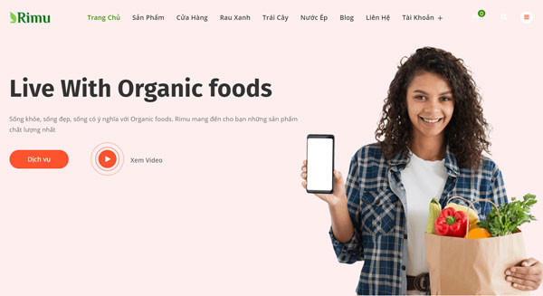 Mẫu thiết kế website bán hàng nông sản sạch