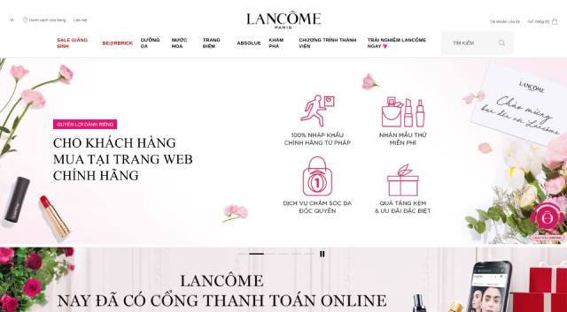 Mẫu website bán sản phẩm nước hoa và mỹ phẩm Lancome