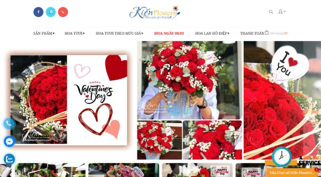 Mẫu website bán hoa tươi từ thương hiệu Kiến Flowers