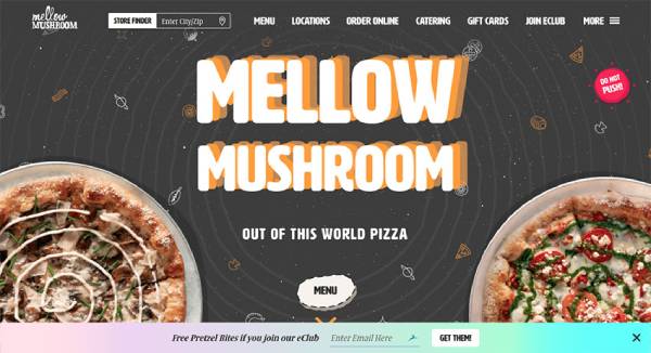 Mẫu trang web của nhà hàng Mellow Mushroom