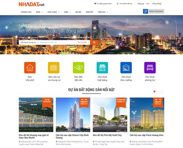 Trang web Nhadat.net - Nền tảng quảng cáo thông minh, kết nối mọi nhu cầu bất động sản!