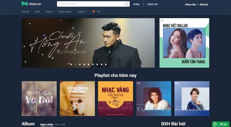 Dịch vụ thiết kế website âm nhạc - Thiết kế trang web nghe nhạc trực tuyến Nhac.vn