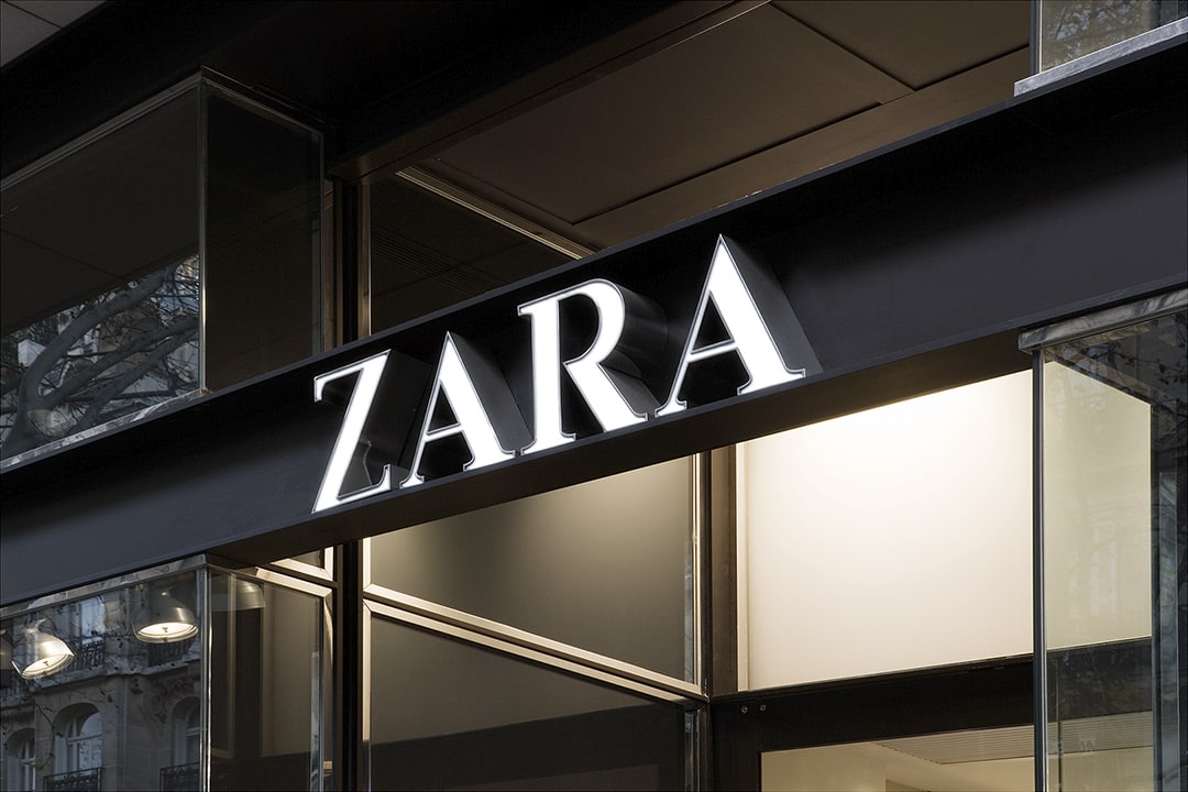 Hãng thời trang Zara thể hiện logo đơn giản qua phong cách Typo